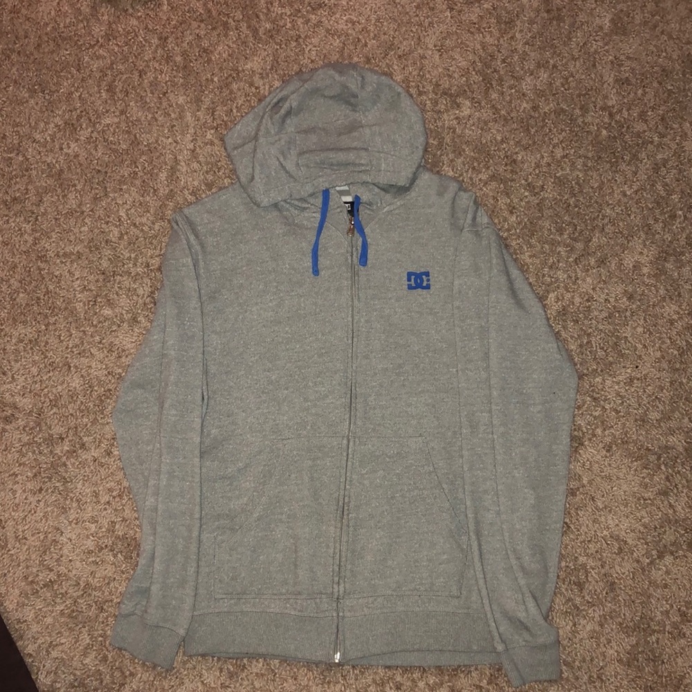 Men’s DC shoes Grey/ Blue zip up hoodie